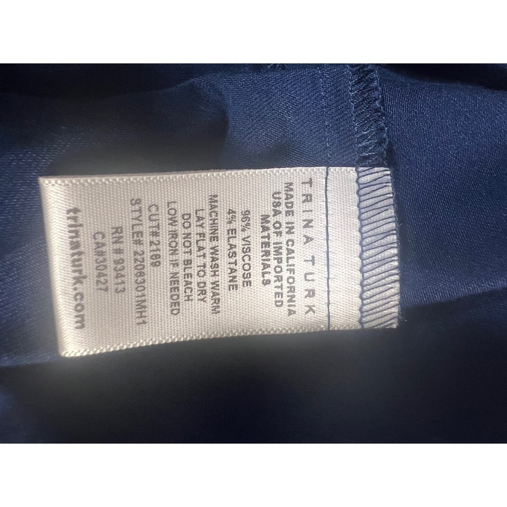 Trina Turk Navy Blue Jet Dress Ruched Drape Sleeveless Cocktail 2206301MH1 NWT M - Picture 11 of 13